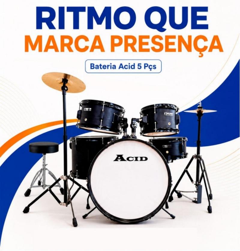 Bateria Acid 5 Pçs Cx-007 Negro Flameado 